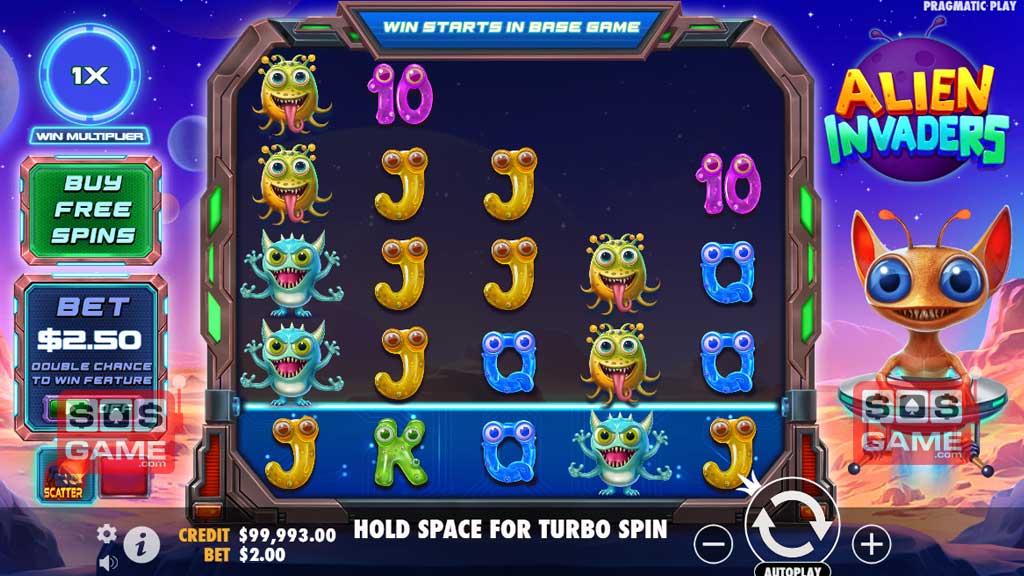 Screenshot of Alien Invaders slot from Pragmatic Play Alien Invaders