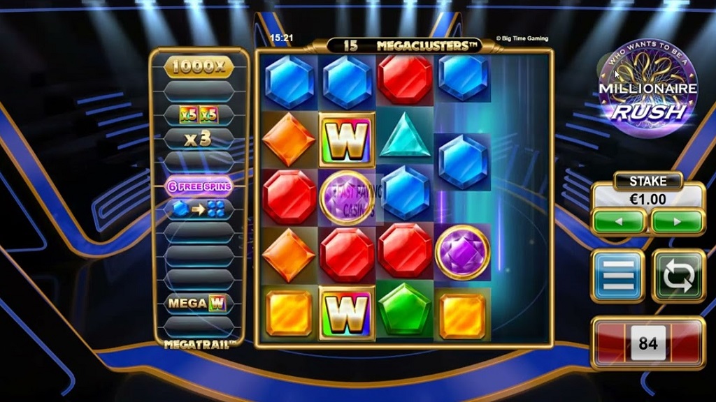 Screenshot of Millionaire Rush Megaclusters slot from Big Time Gaming