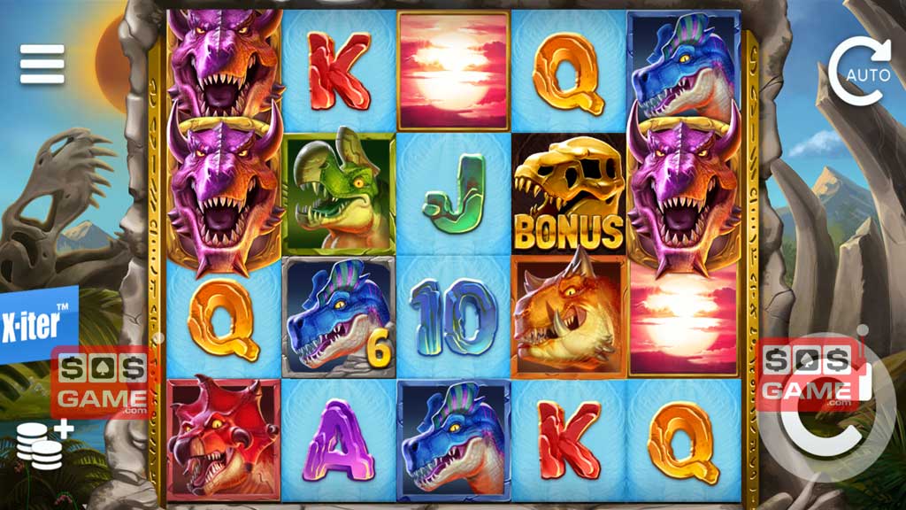Screenshot of Rex Stampede slot from Elk Studios Rex Stampede