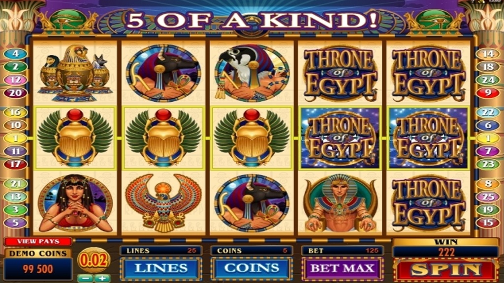 Screenshot of Throne of Egypt slot from Microgaming